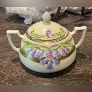 Antique PT Tirschenreuth Bavaria Germany Art Nouveau Hand Painted Sugar Bowl